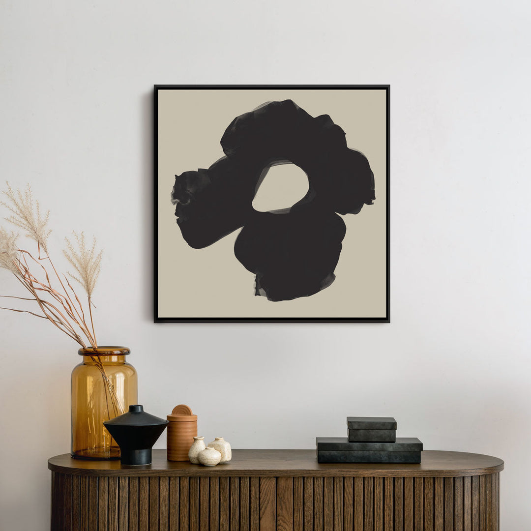 Black & Neutral Oriental Poppy Canvas Art