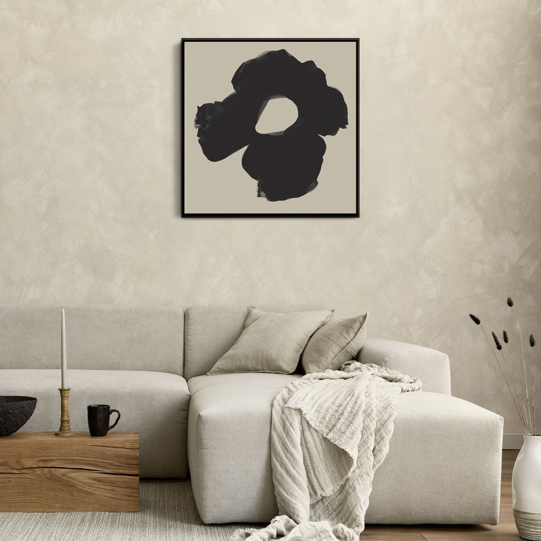 Black & Neutral Oriental Poppy Canvas Art