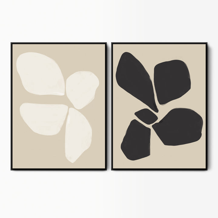 Neutral Anemone Flower Canvas Set