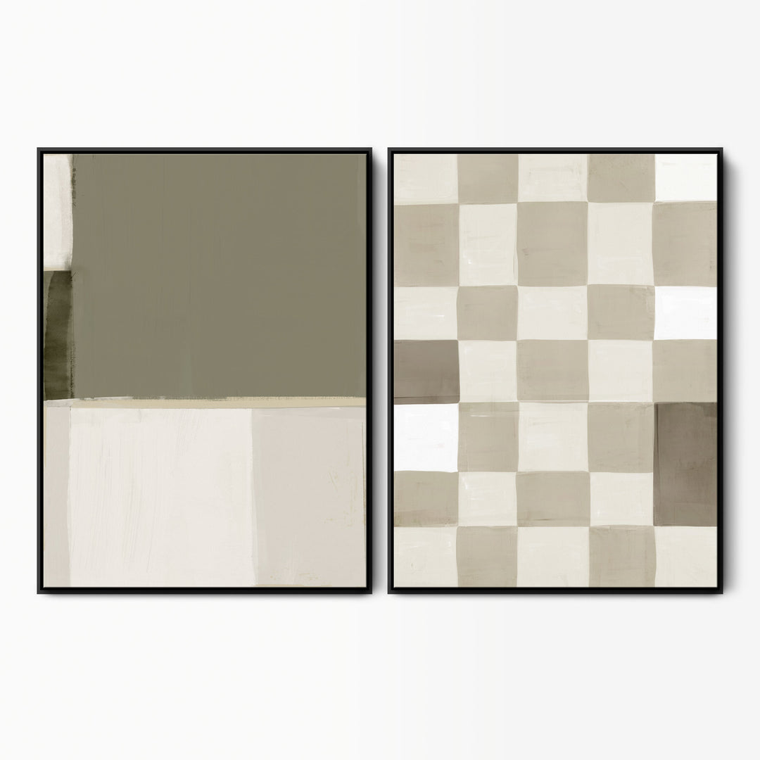 Down To Earth & Neutral Checkerboard Canvas Set