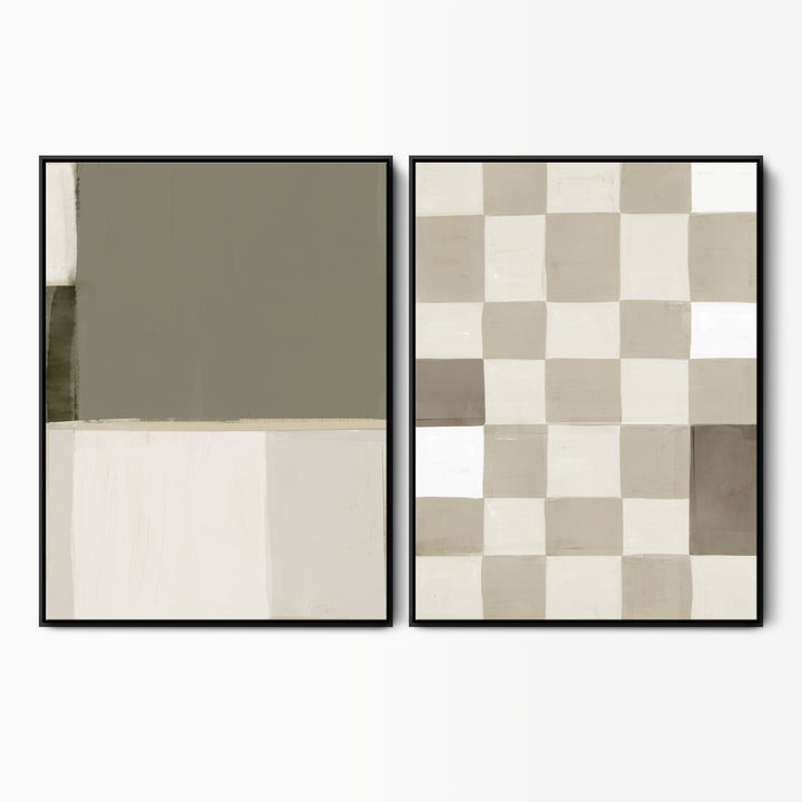 Down To Earth & Neutral Checkerboard Canvas Set