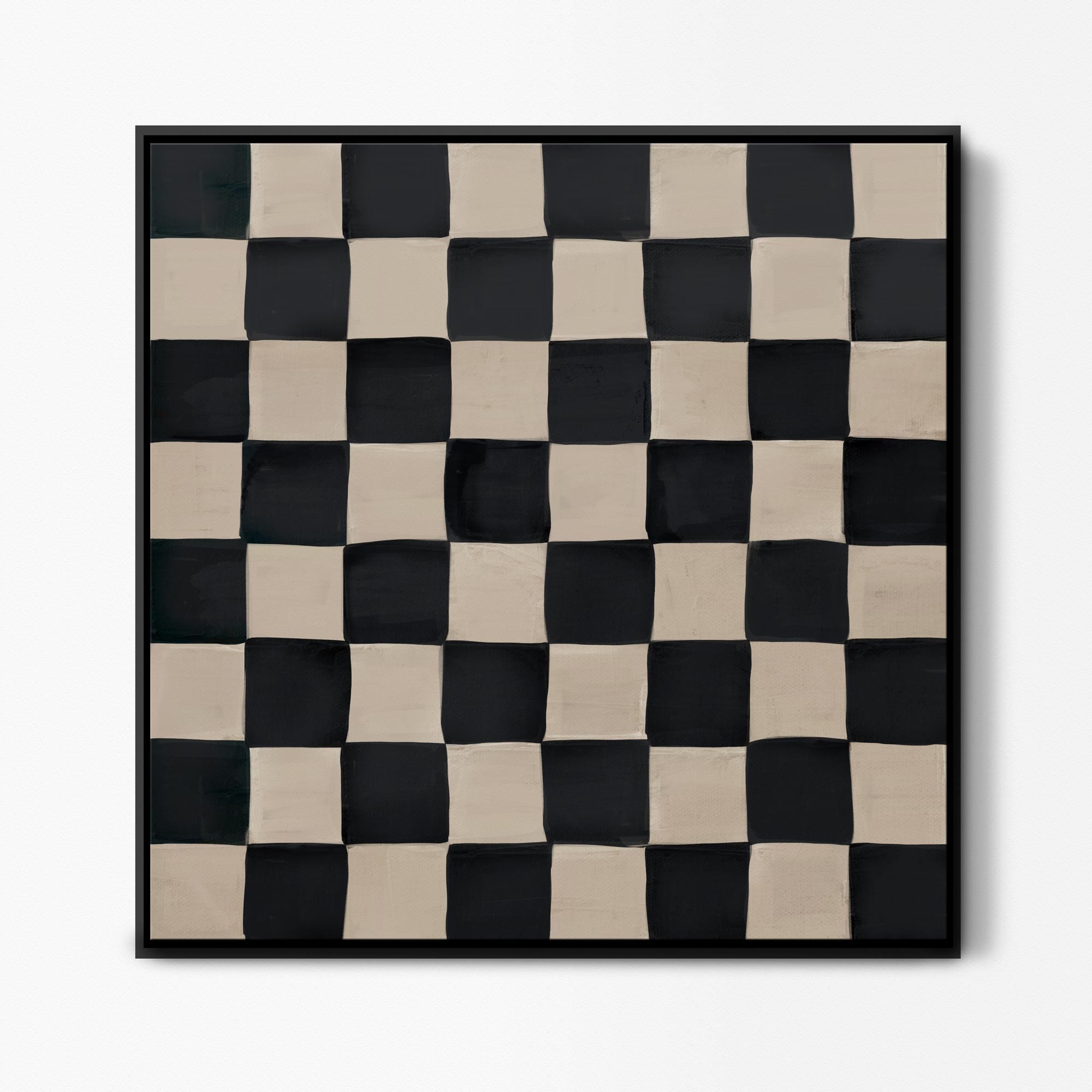 Black Neutral Checkerboard Framed Canvas Art