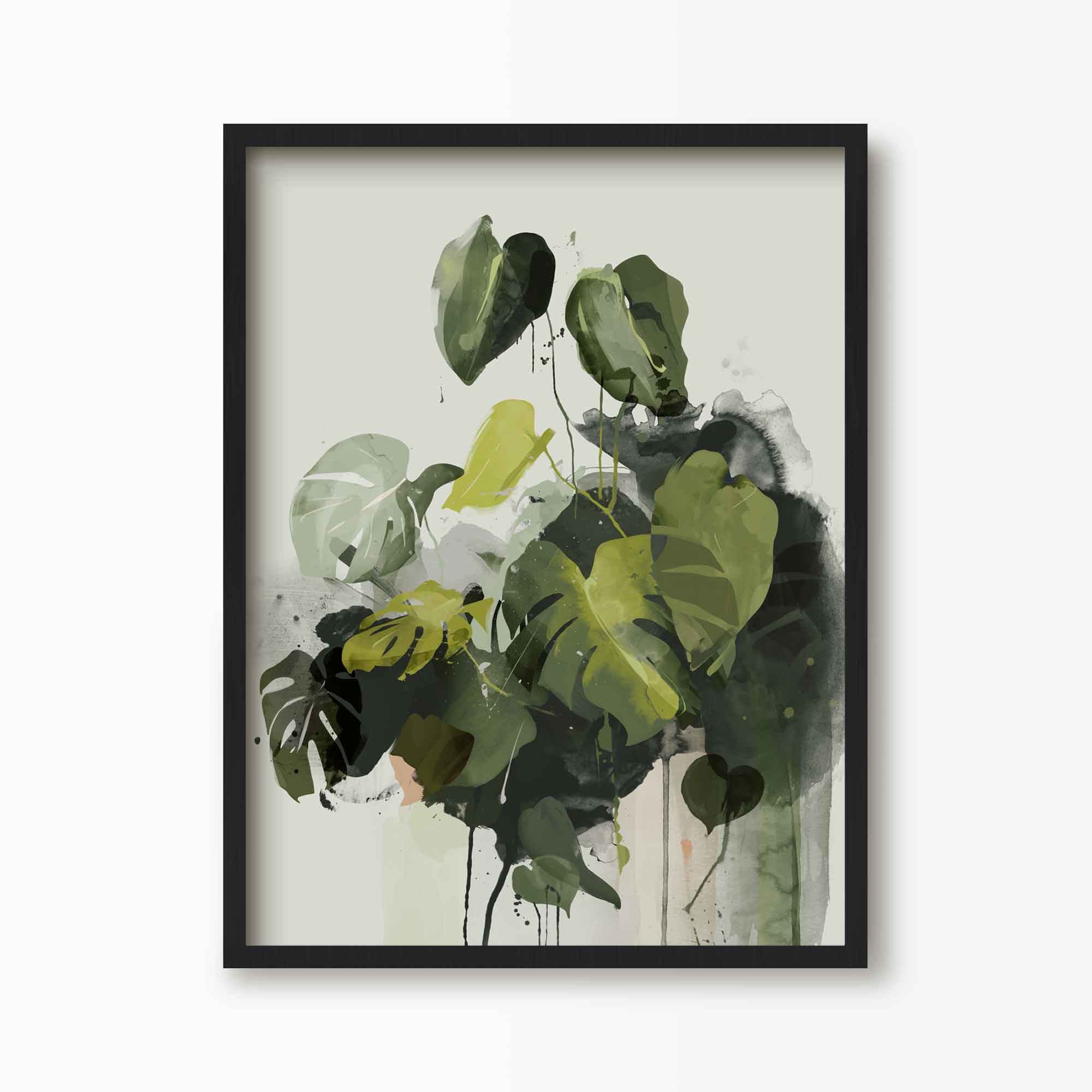 Abstract Monstera Leaf Art Print | Green Lili