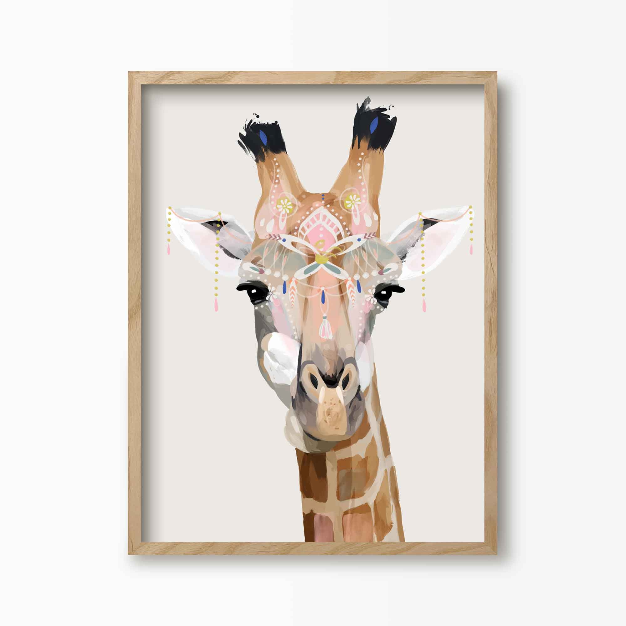 Bohemian Giraffe Art Print | Green Lili