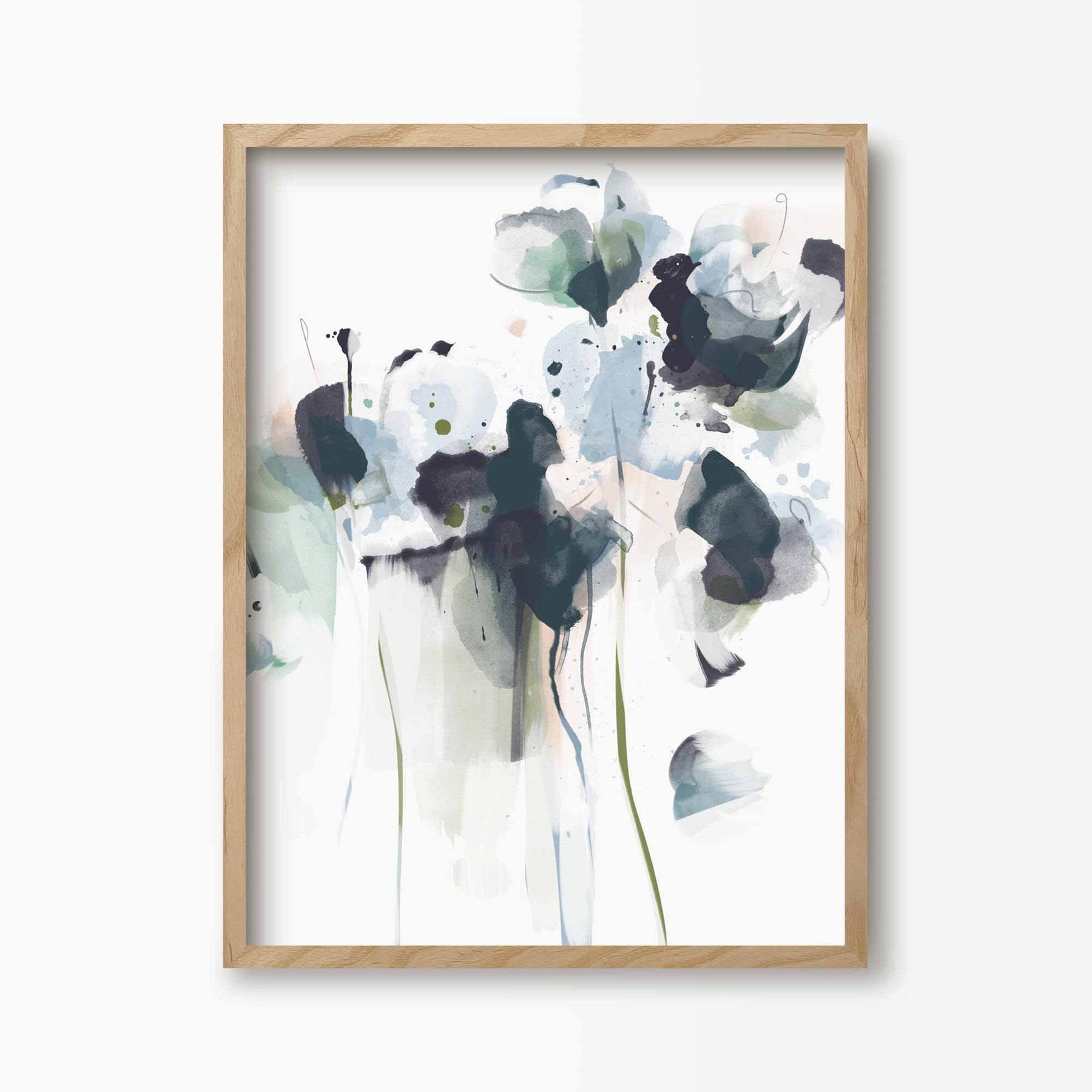 Midnight Blue Abstract Floral Art Print | Green Lili