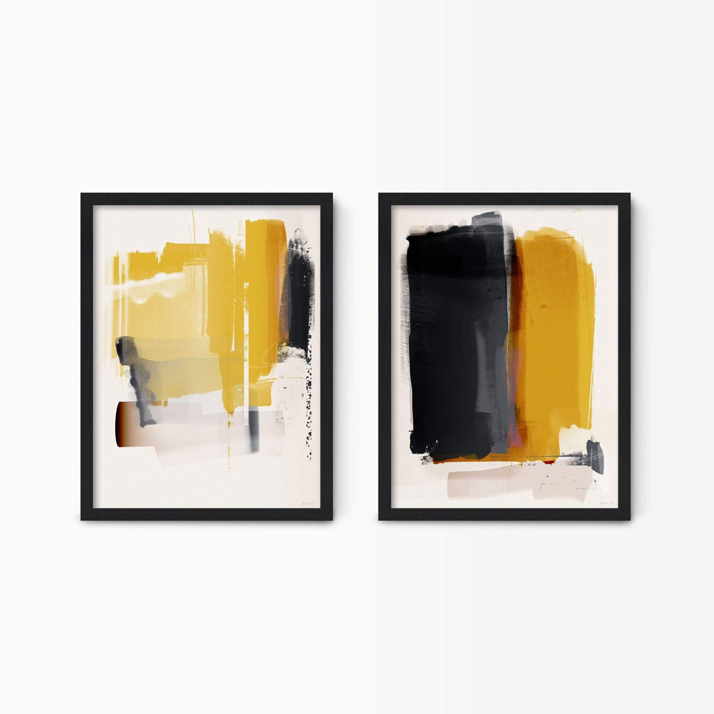 Mustard Yellow Abstract Wall Art Set | Green Lili