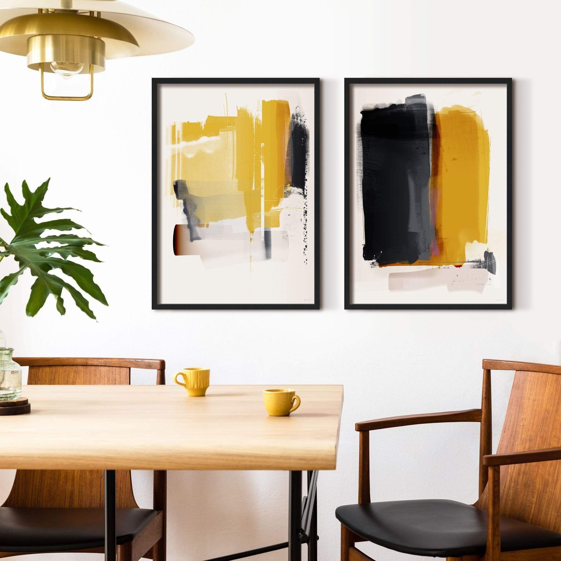 Mustard Yellow Abstract Wall Art Set | Green Lili