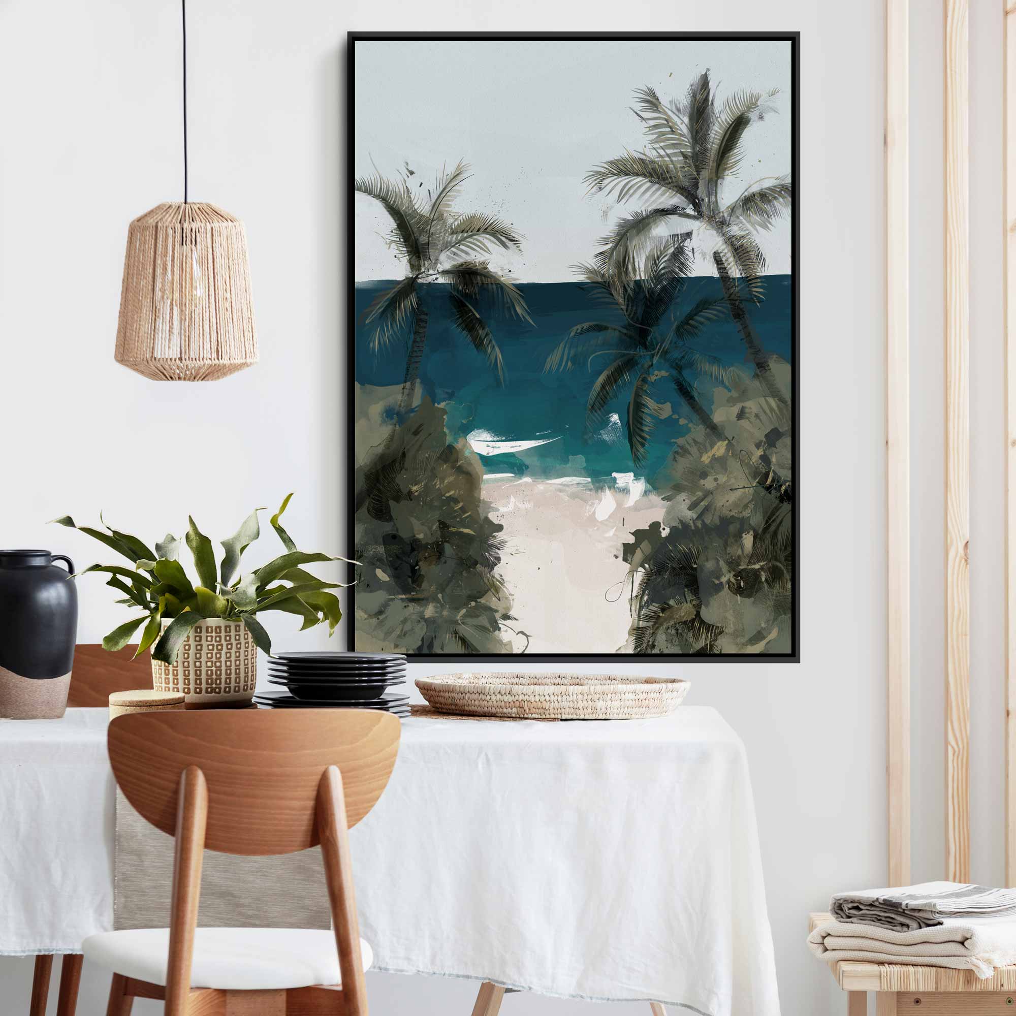 Green Lili Sea You There Framed Beach Canvas Art